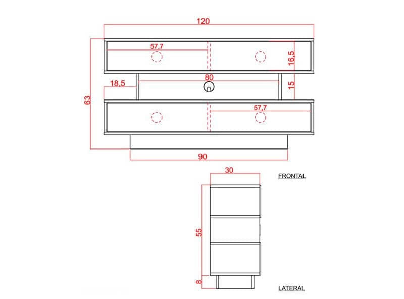 Mesa para TV Tonny, Café claro Espresso y Wengue, para televisor de 5o pulgadas