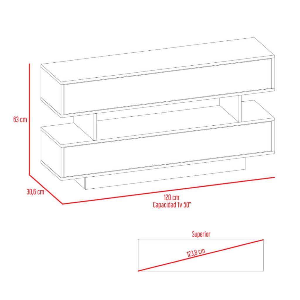 Mesa para TV Tonny, Café claro Espresso y Wengue, para televisor de 5o pulgadas