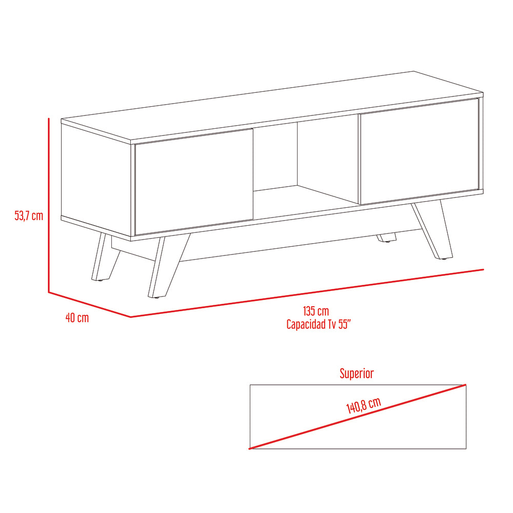 Mesa de Tv Rizzo, Castaño y Blanco Duqueza, con Espacio Para Televisor