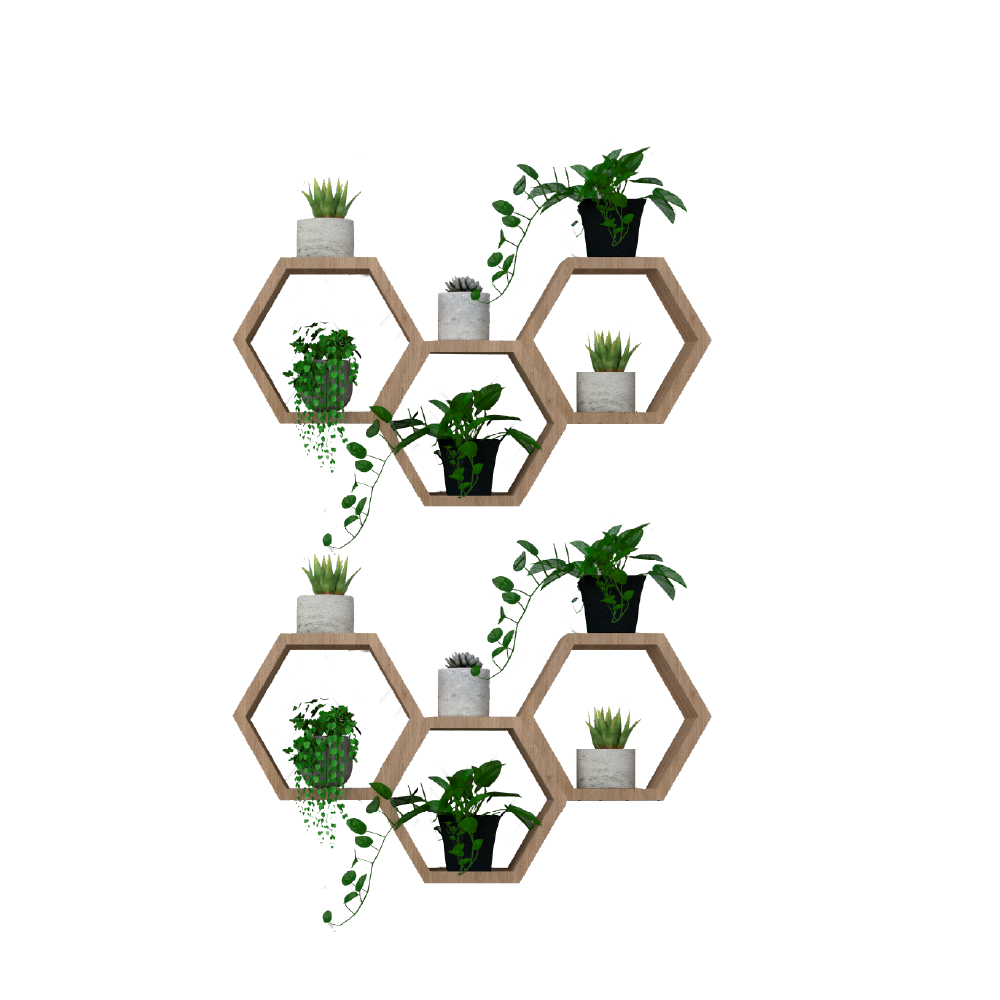 2 Set de Repisas Hexagonal Hades, Beige, X 3 Unidades