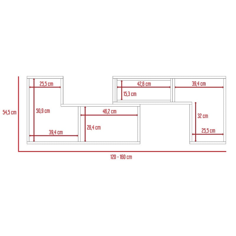 Mesa para TV Ascher, Beige y Blanco, con espacio para televisor de 50 pulgadas