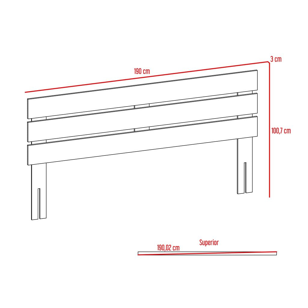 Cabecero para Cama Wesley, Wengue, ideal para cama doble