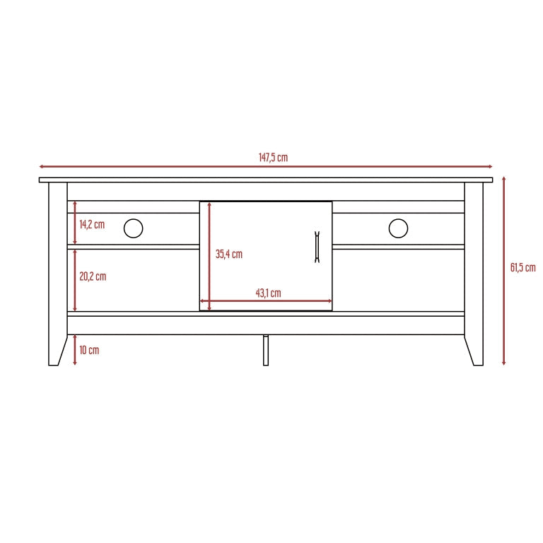 Mesa para TV Sarume, Wengue, con puerta 65"