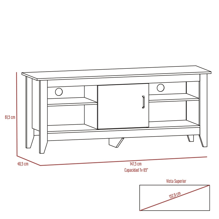 Mesa para TV Sarume, Wengue, con puerta 65"