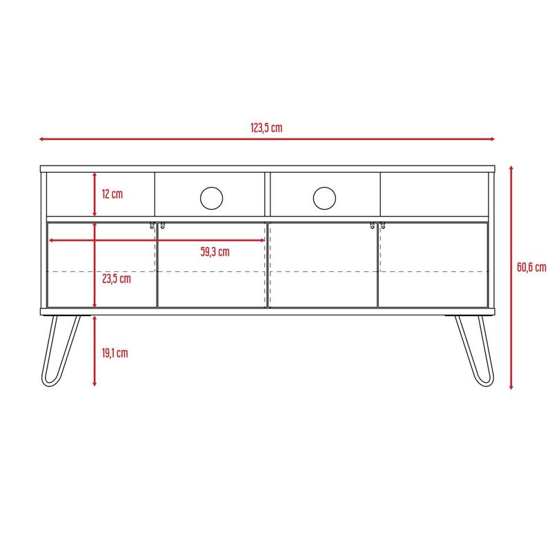 Mesa para TV Lara, Miel y Plata Oscuro, para televisor de 55 pulgadas