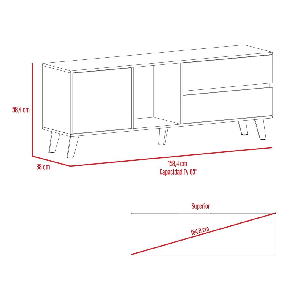 Mesa Para Tv Nashira, Macadamia y Plata Oscuro, con Espacio Para Televisor de Hasta 65 Pulgadas