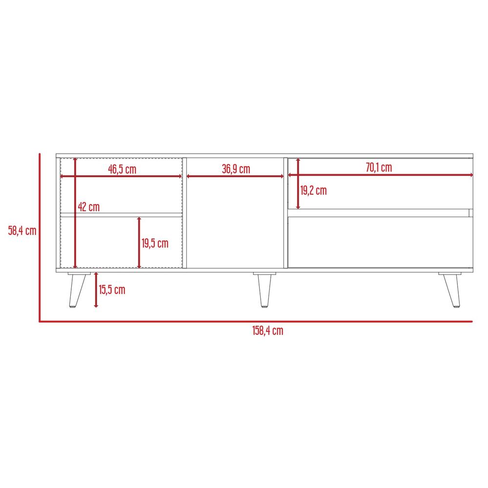 Mesa Para Tv Nashira, Macadamia y Plata Oscuro, con Espacio Para Televisor de Hasta 65 Pulgadas