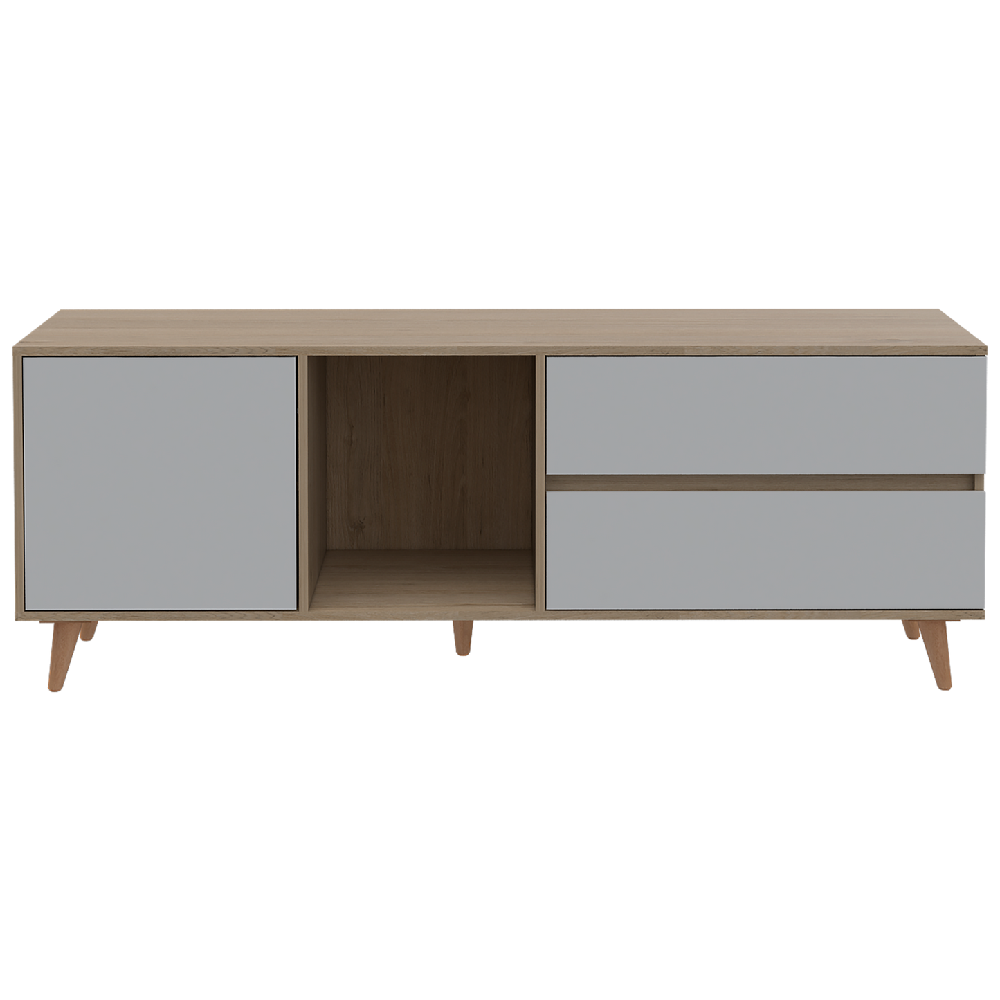 Mesa para TV Flor, Beige y Blanco, con espacio para televisor de hasta 60 pulgadas