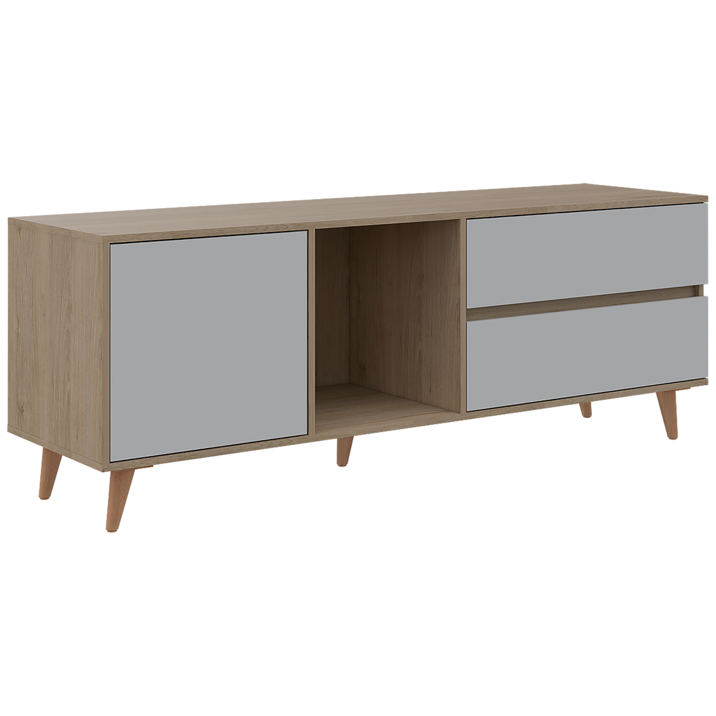 Mesa para TV Flor, Beige y Blanco, con espacio para televisor de hasta 60 pulgadas