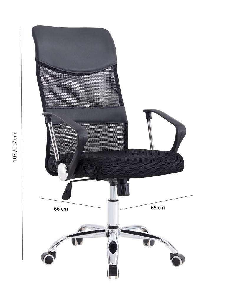 Silla Oficina X-50B, Negro, con Cómodo Espaldar y Rodachines