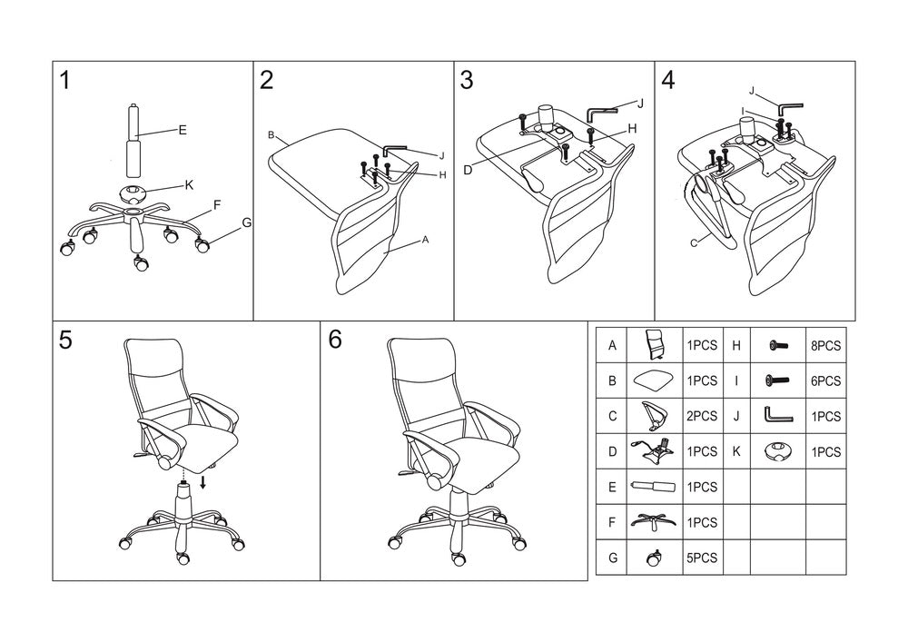 Silla Oficina X-50B, Negro, con Cómodo Espaldar y Rodachines