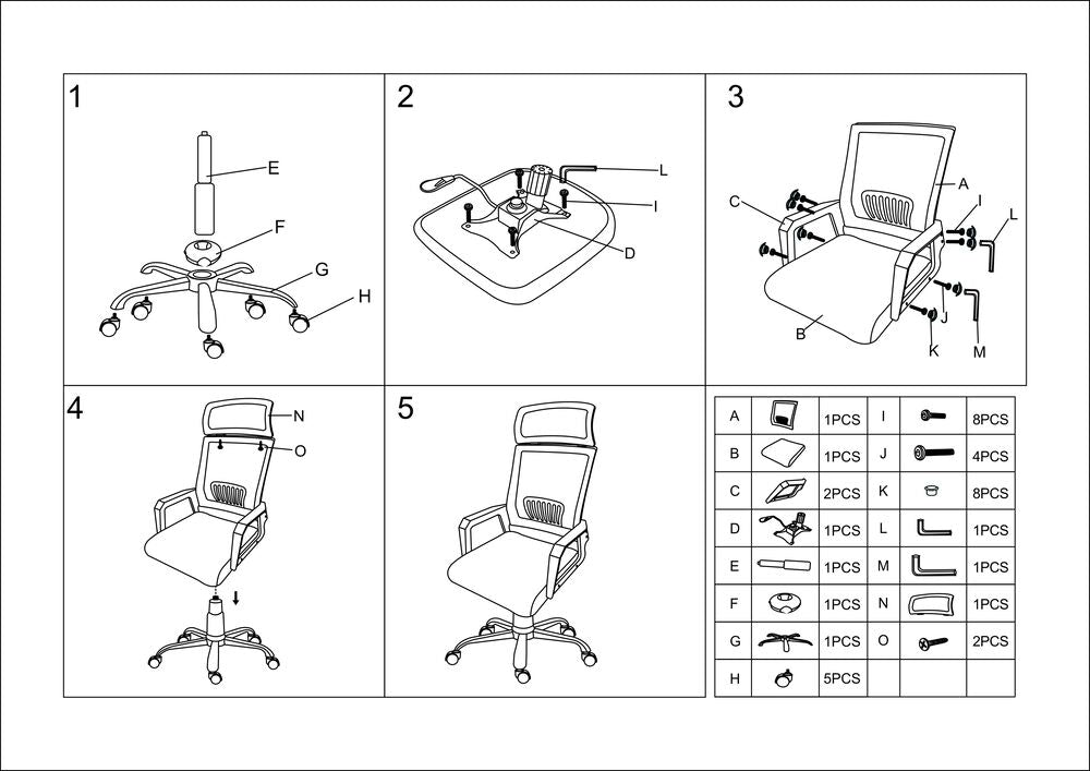 Silla Oficina X-57B, Negro, con Cómodo Espaldar y Rodachines