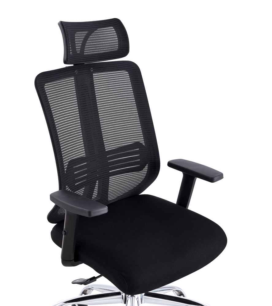 Silla Oficina X-123B, Negro, con Cómodo Espaldar y Rodachines