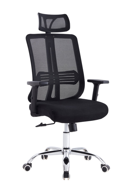 Silla Oficina X-123B, Negro, con Cómodo Espaldar y Rodachines