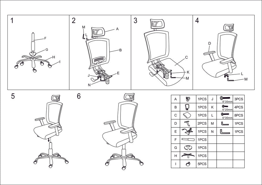 Silla Oficina X-123B, Negro, con Cómodo Espaldar y Rodachines