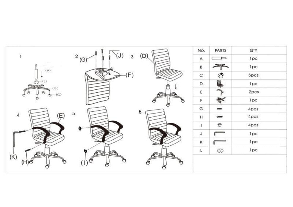 Silla Oficina X-59B, Negro, con Cómodo Espaldar y Rodachines