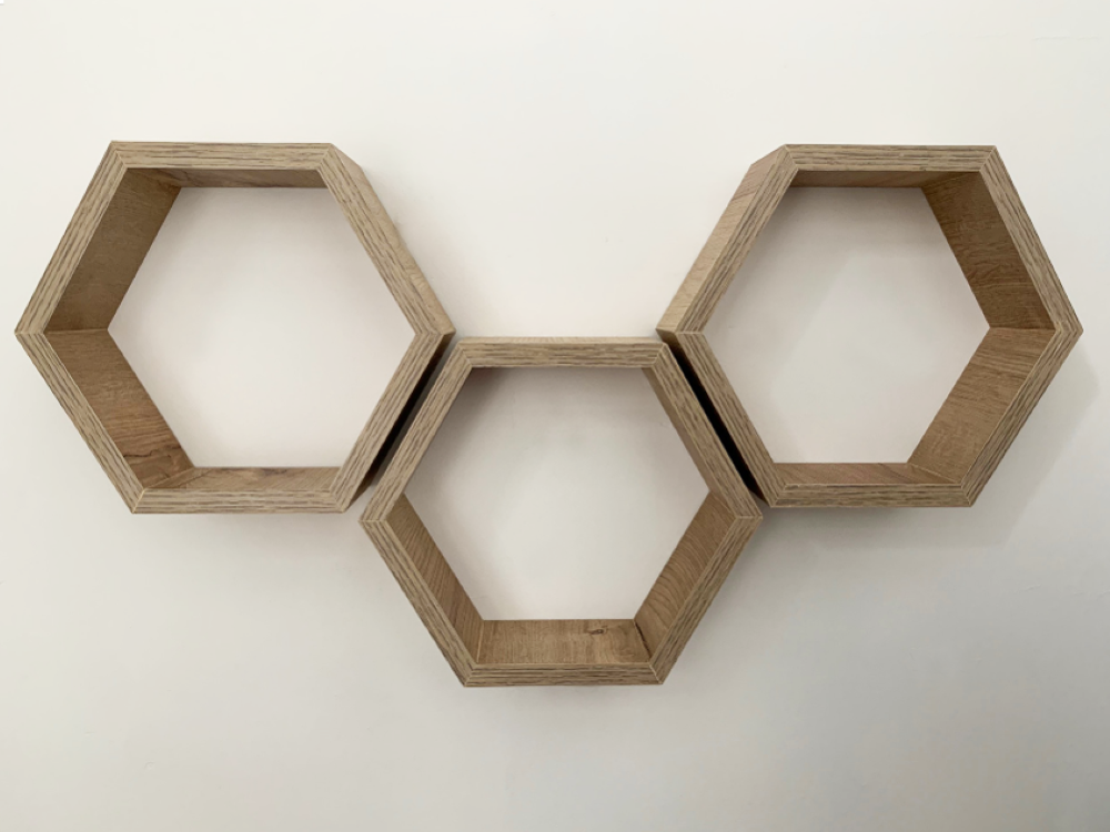 2 Set de Repisas Hexagonal Hades, Beige, X 3 Unidades