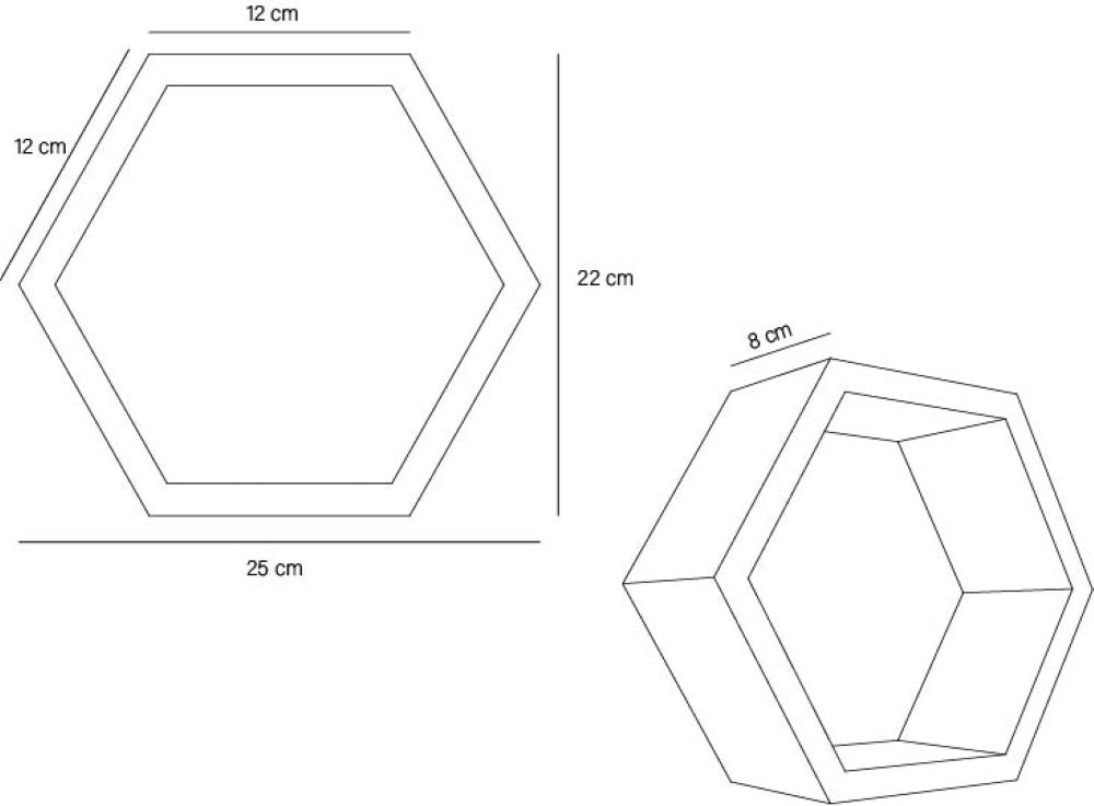 Set de Repisas Hexagonal Hades color Beige para Ambientes.