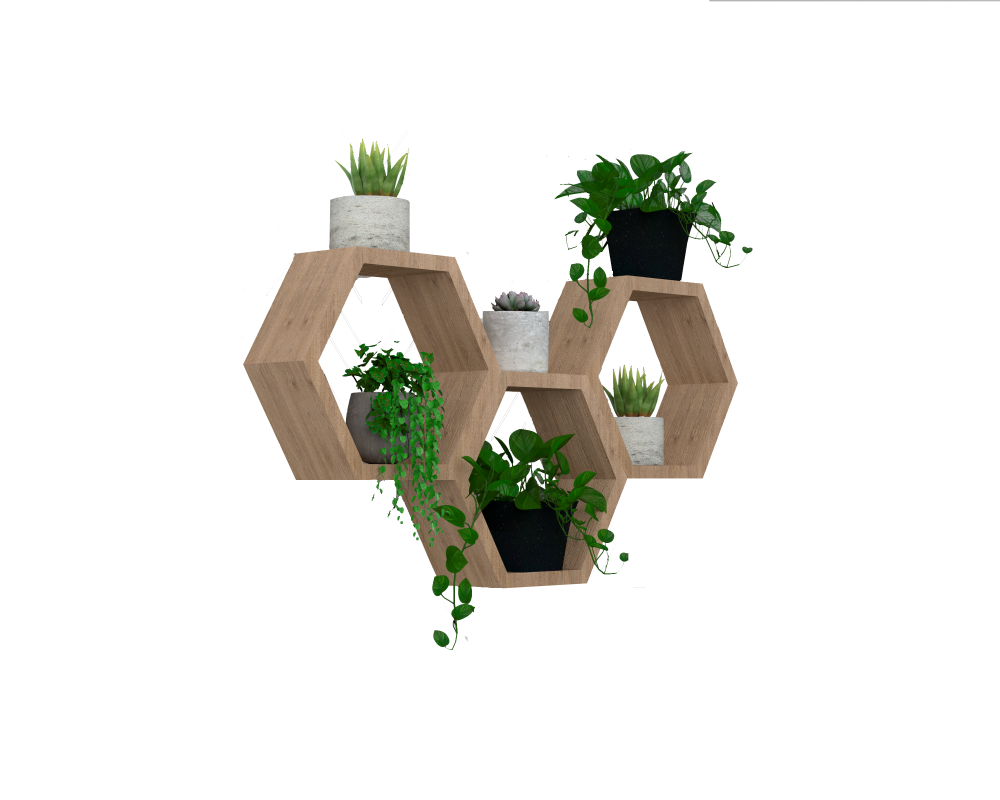 2 Set de Repisas Hexagonal Hades, Beige, X 3 Unidades