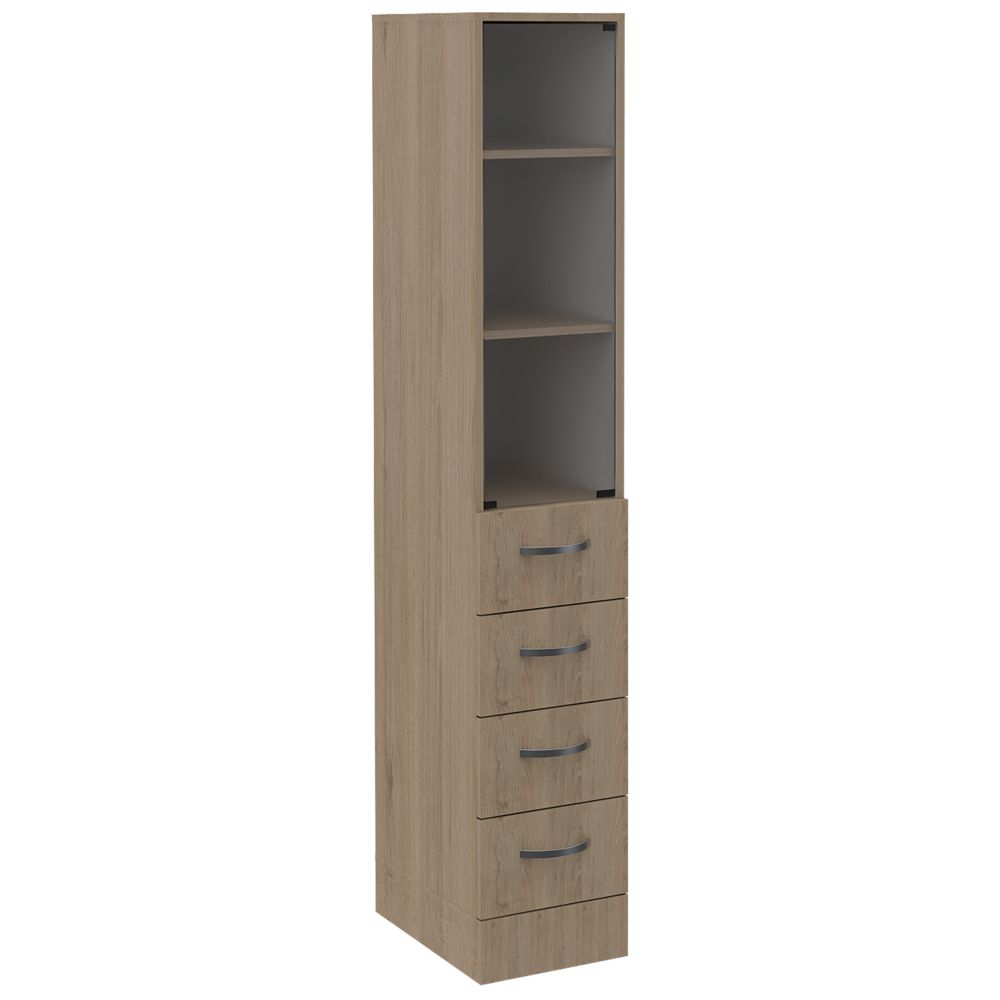 Mueble Auxiliar de Baño Picasso, Beige y Blanco, con dos entrepaños y cuatro cajones