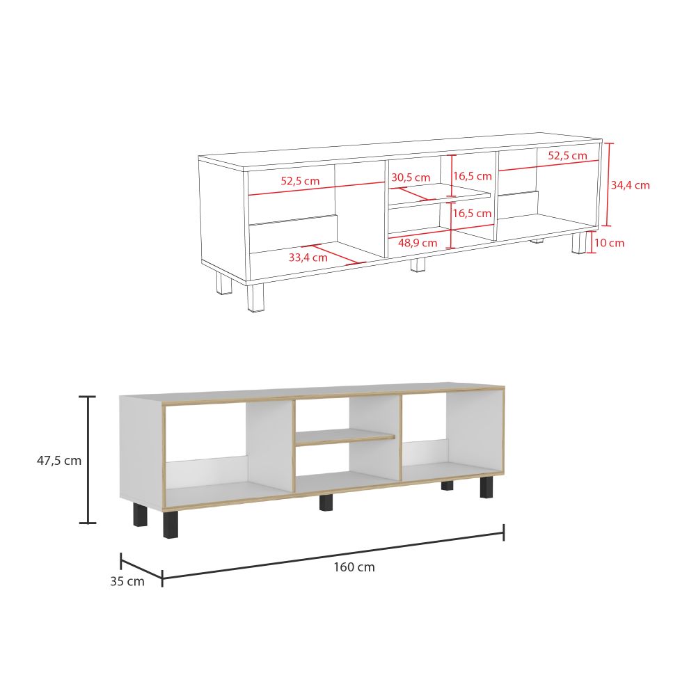 Mesa para TV Tunez color Blanco y Café Claro para Sala.