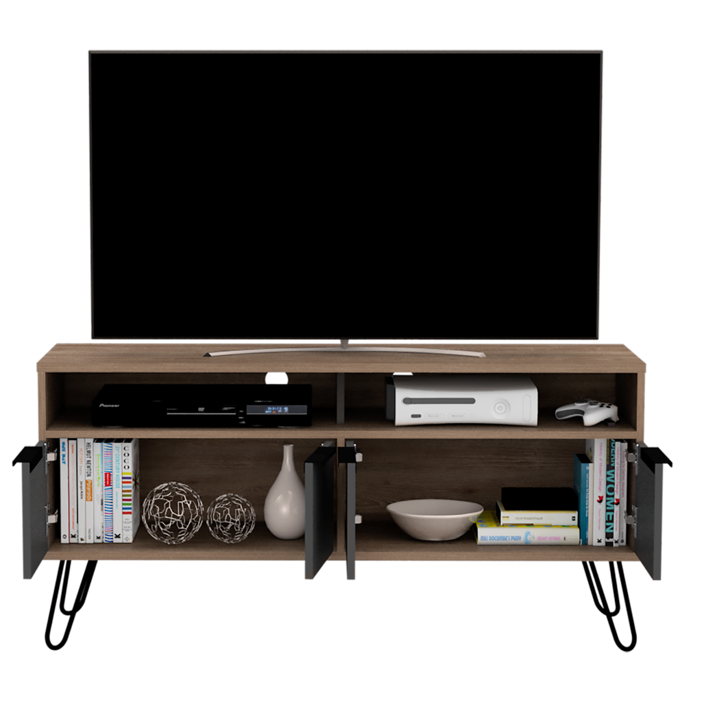 Mesa para TV Vany, Beige y Plata Oscuro, para televisor de 60 pulgadas