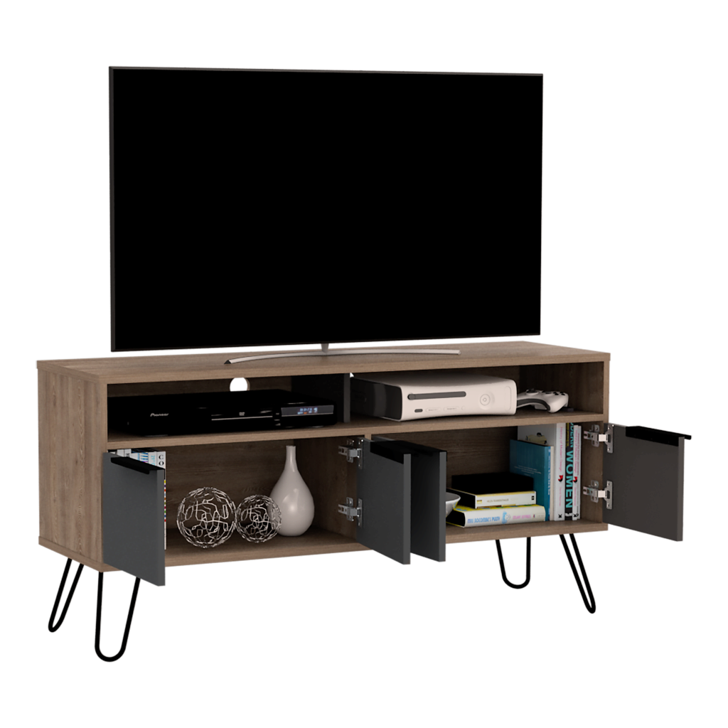 Mesa para TV Vany, Beige y Plata Oscuro, para televisor de 60 pulgadas