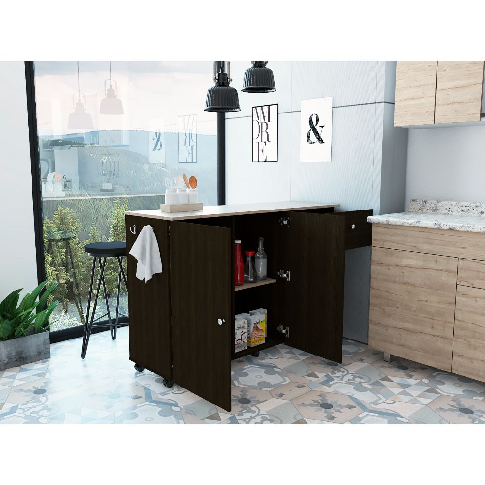 Barra de Cocina Victory color Wengue y Café Claro para Cocina.