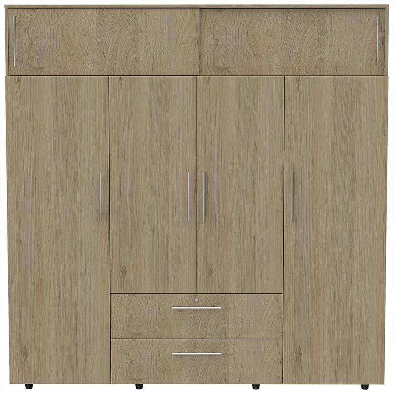 Closet Babel, Beige y Blanco, con cuatro puertas abatibles y cuatro cajones multiusos