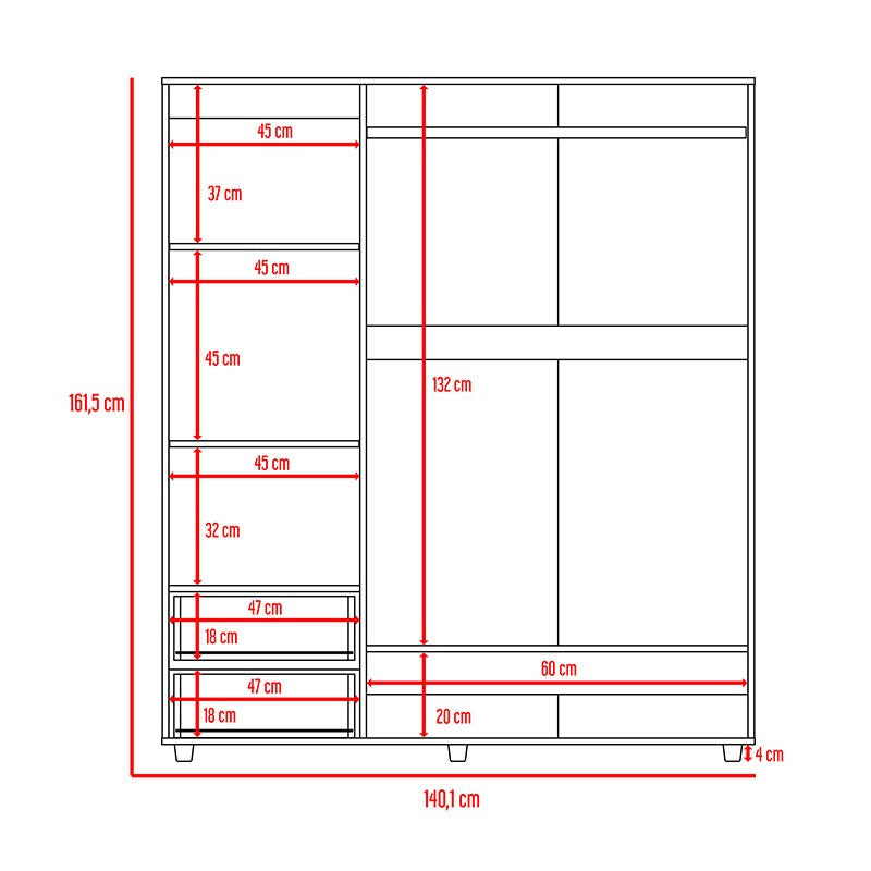 Closet Light, Wengue, con dos cajones organizadores y entrepaño diseñado para los zapatos