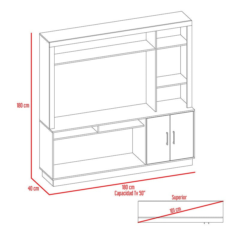 Mesa para TV Romeo, Wengue, con espacio para televisor de 50 pulgadas