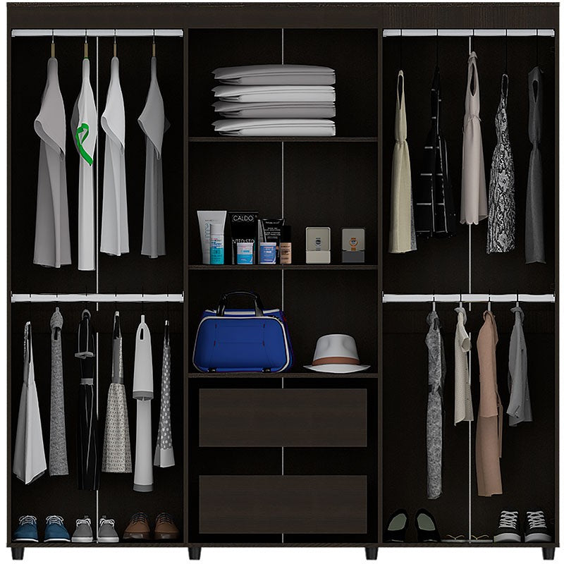 Closet Zafiro, Wengue, con dos cajones multiusos y seis puertas abatibles