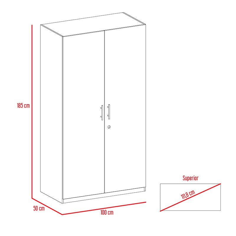 Closet Maya, Wengue, con dos puertas abatibles con cerradura y cuatro entrepaños