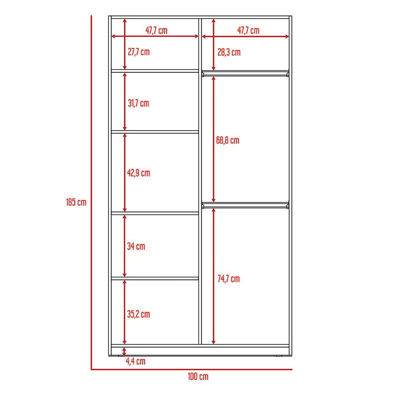 Closet Maya, Wengue, con dos puertas abatibles con cerradura y cuatro entrepaños