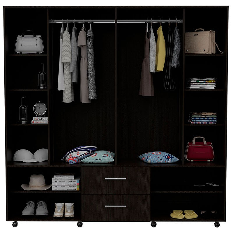 Closet Dallas, Wengue, con ocho puertas abatibles y dos cajones organizadores