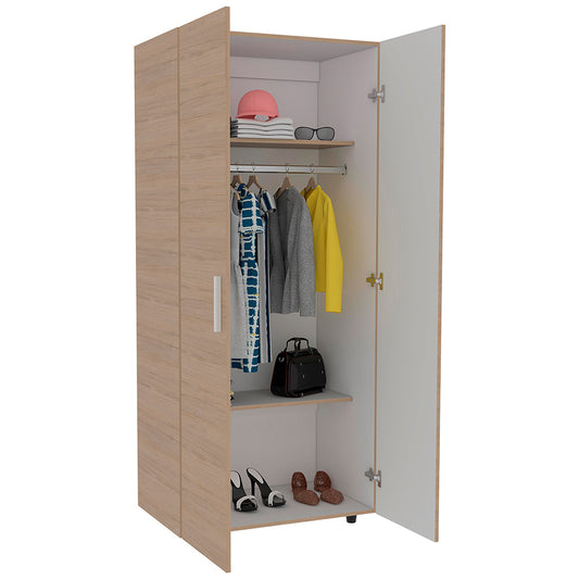 Closet Carlota, Beige y Blanco, con dos puertas abatibles