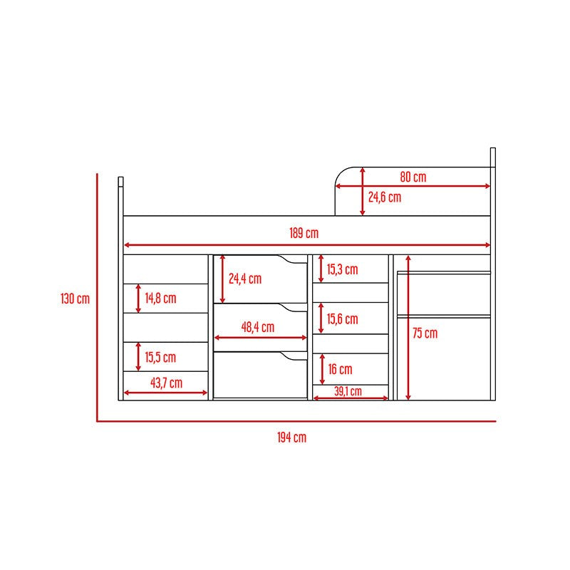 Combo para Habitación Fresno, incluye Cama y Escritorio