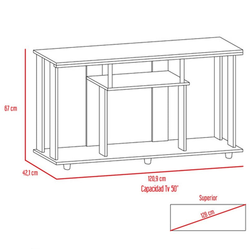 Mesa para TV Alpin, Miel, con espacio para televisor de hasta 50 pulgadas