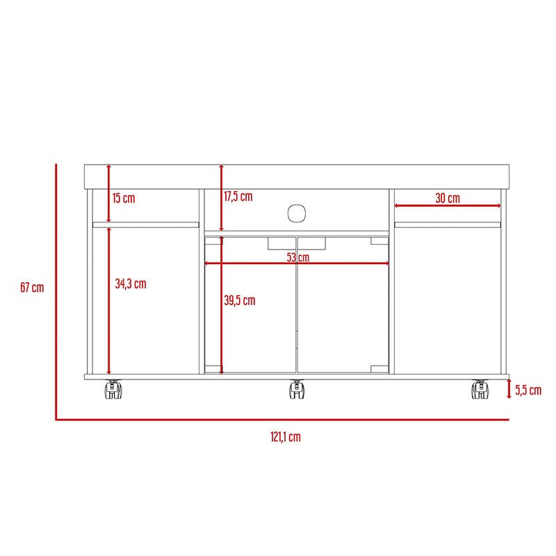 Mesa para TV Velmonte, Beige, con espacio para televisor de hasta 46 pulgadas