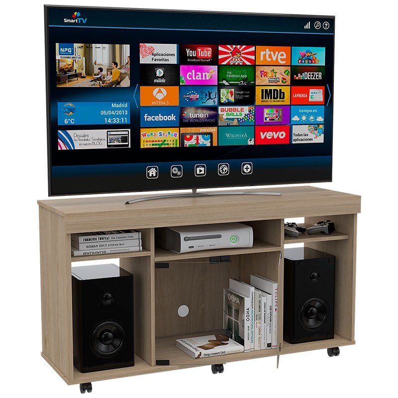 Mesa para TV Velmonte, Beige, con espacio para televisor de hasta 46 pulgadas