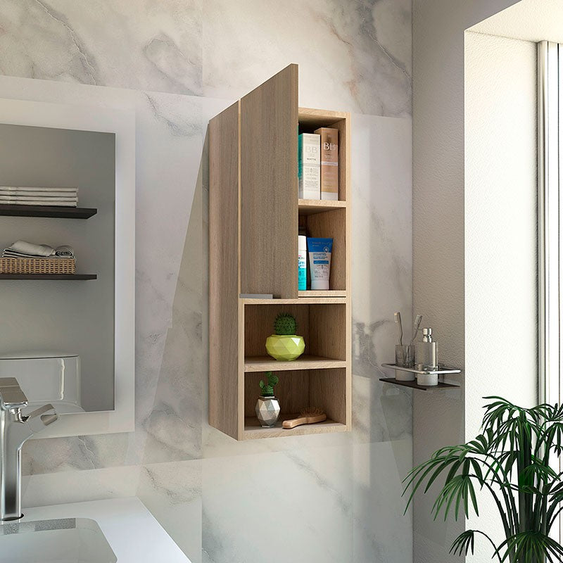 Gabinete de Baño Ciro, Beige, con puerta y cuantro entrepaños