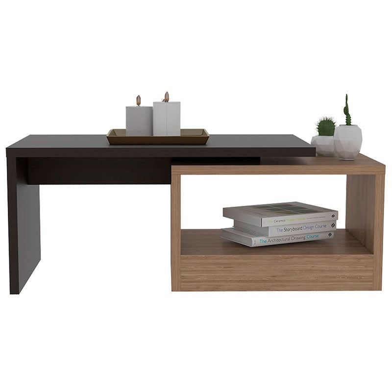 Mesa de Centro Wesley, Wengue y Miel, con amplio espacio ideal para ubicar decoraciones