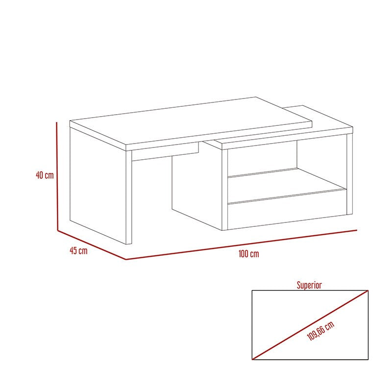 Mesa de Centro Wesley, Wengue y Miel, con amplio espacio ideal para ubicar decoraciones