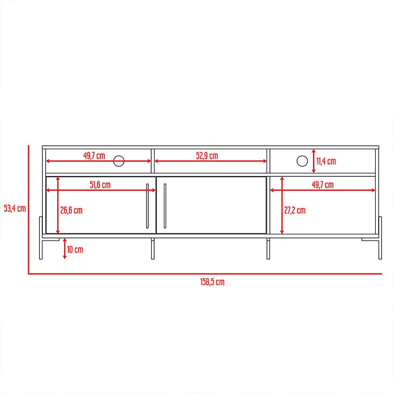 Mesa para TV Ame, Miel, con espacio para televisor de hasta 65 pulgadas